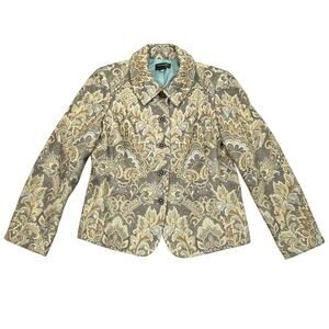 NWT Focus 2000 Teal and Gold Tapestry Blazer Brocade Jacket - 12